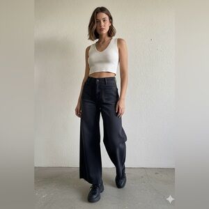 Oat New York Jeans Wide Leg High Rise Baggy Black Denim Relaxed  30x31 woman’s